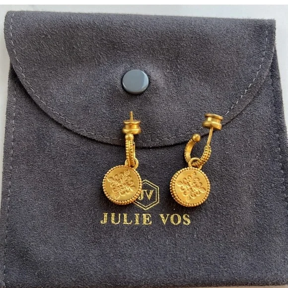 Fleur-de-Lis Hoop & Charm Earring - Picture 3 of 5